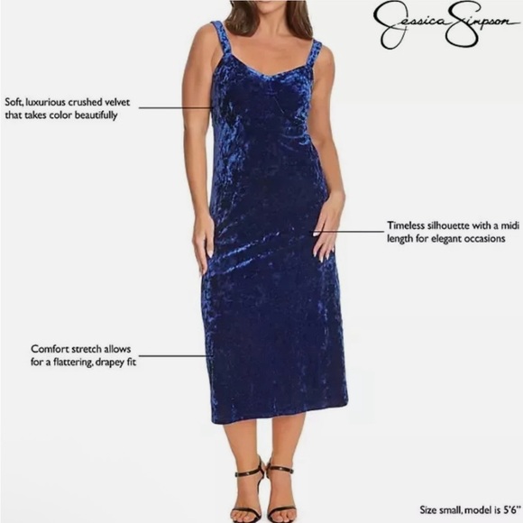 Jessica Simpson Blue Velvet Midi Dress - Picture 3 of 6